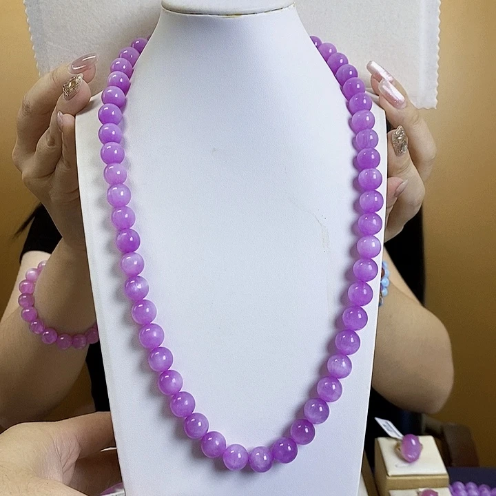 紫锂辉高冰收藏级毛衣链11+锂辉石未镶嵌