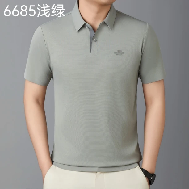 Polo衫男装上衣纯色商务休闲薄款短袖无痕夏季透气6685