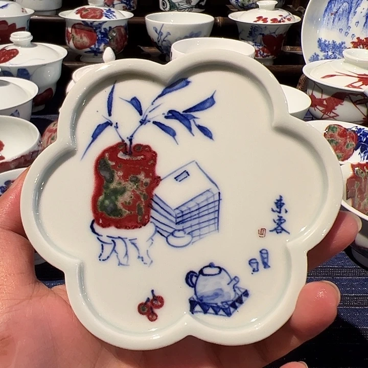 摆件原矿青花釉里红瓷器