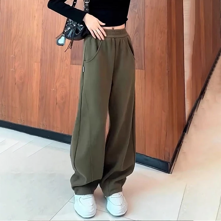 垂感香蕉裤女2025秋季新款窄版显瘦宽松大码直筒休闲运动阔腿裤子