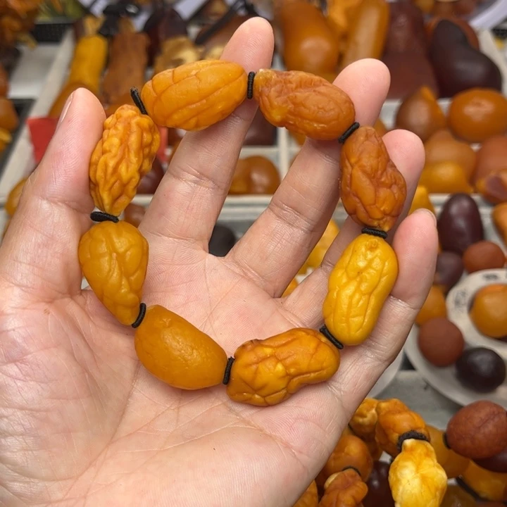 裸石琥珀未镶嵌天然蜜蜡手串
