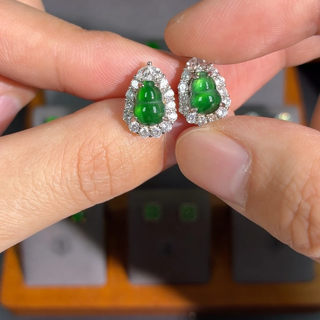 翡翠银S925镶嵌耳饰耳饰