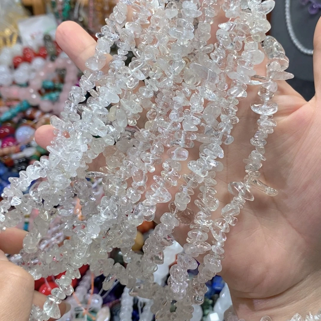 玛瑙/玉髓合金珠宝半成品天然白水晶碎石盘手四圈