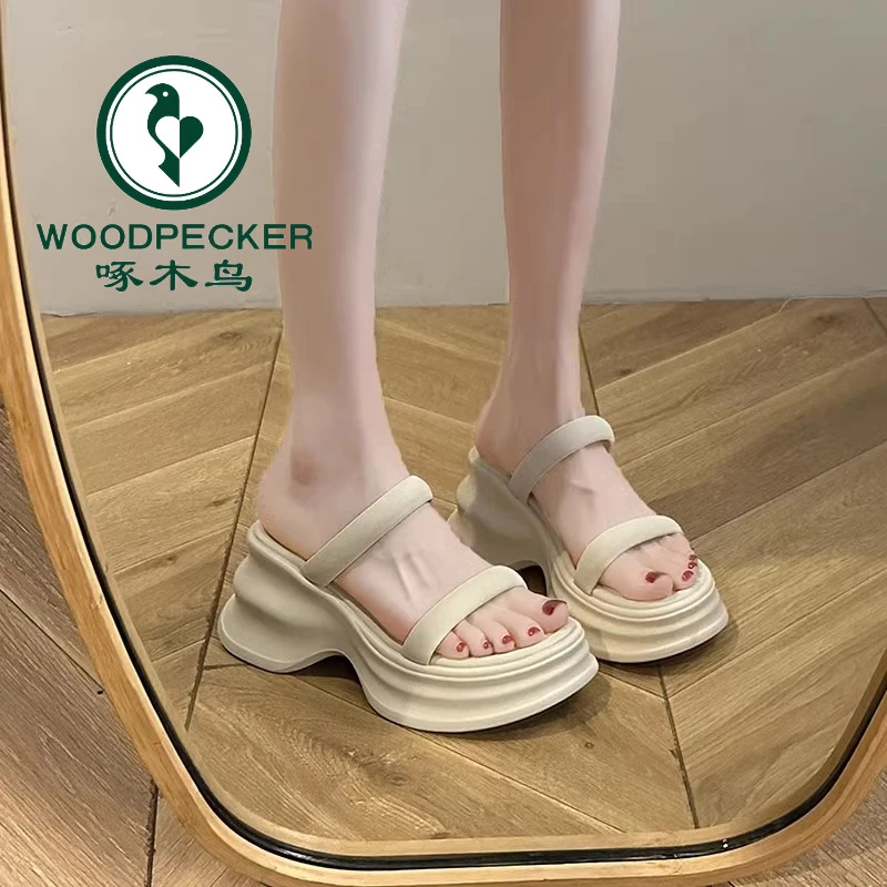 啄木鸟松糕厚底凉拖鞋女夏季外穿2025新款配裙子高级感时尚一字拖