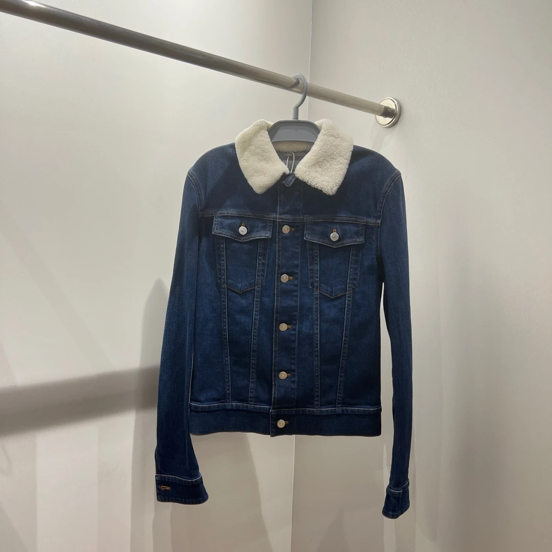 99新 DIOR/迪奥 tem160 背后皮标毛领牛仔外套 44码 棉