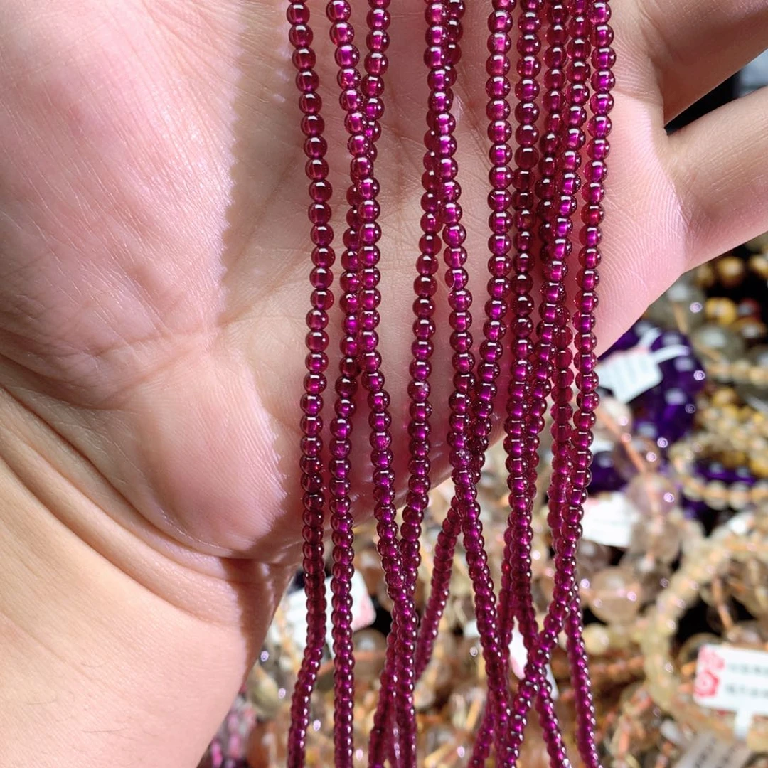 水晶手串未镶嵌紫牙乌石榴石手链3+