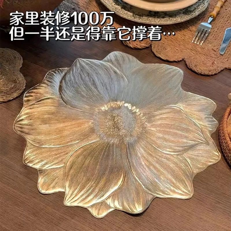 【新疆包邮】小沫家轻奢风荷花隔热垫餐桌装饰垫子杯垫家用