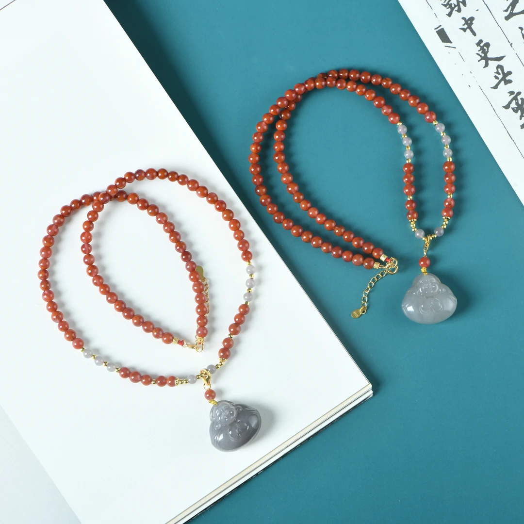 烟紫抱抱佛公吊坠南红 0.4脖挂（多样性发其一）