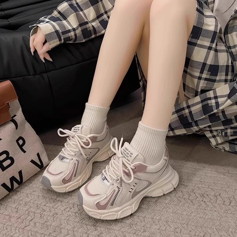 女童网面透气鞋中大女童运动鞋儿童老爹鞋2025春秋新款软底休闲鞋