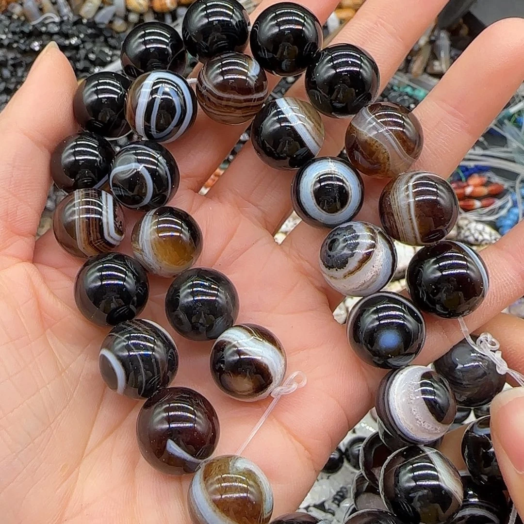 玛瑙/玉髓合金珠宝半成品水晶玛瑙14mm一条