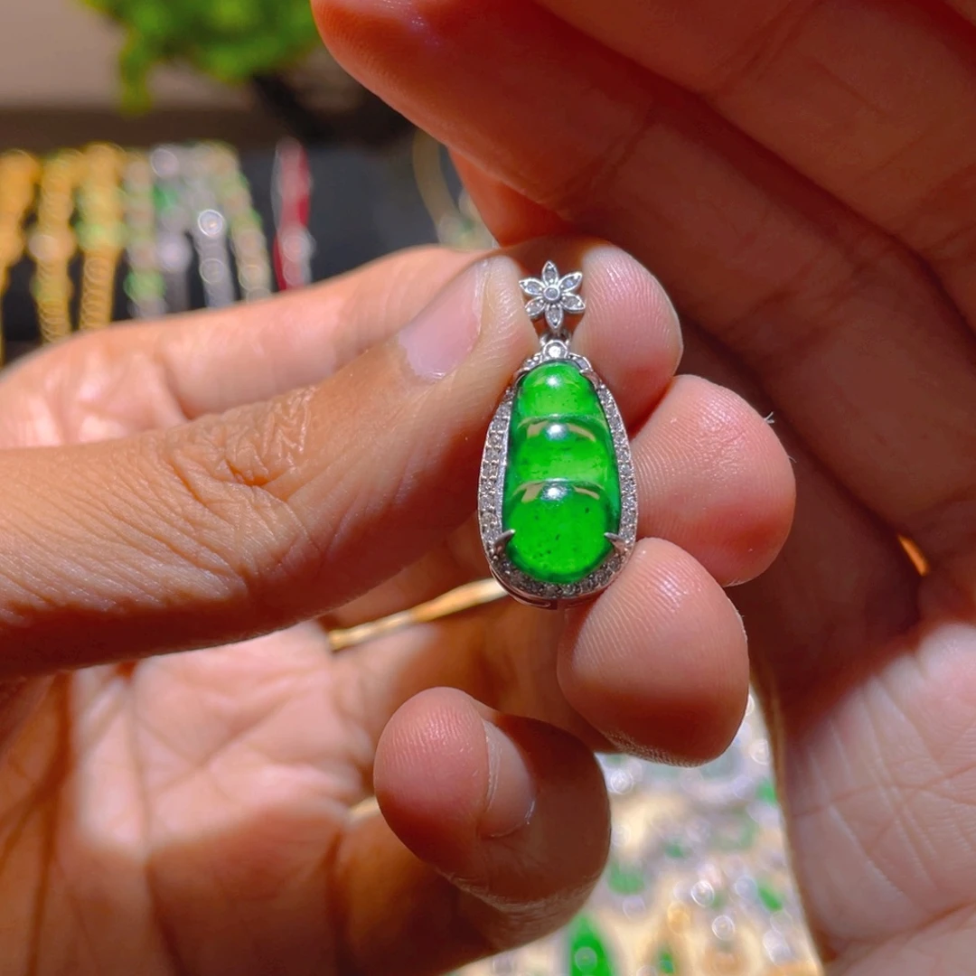 翡翠银S925镶嵌吊坠(不含链)