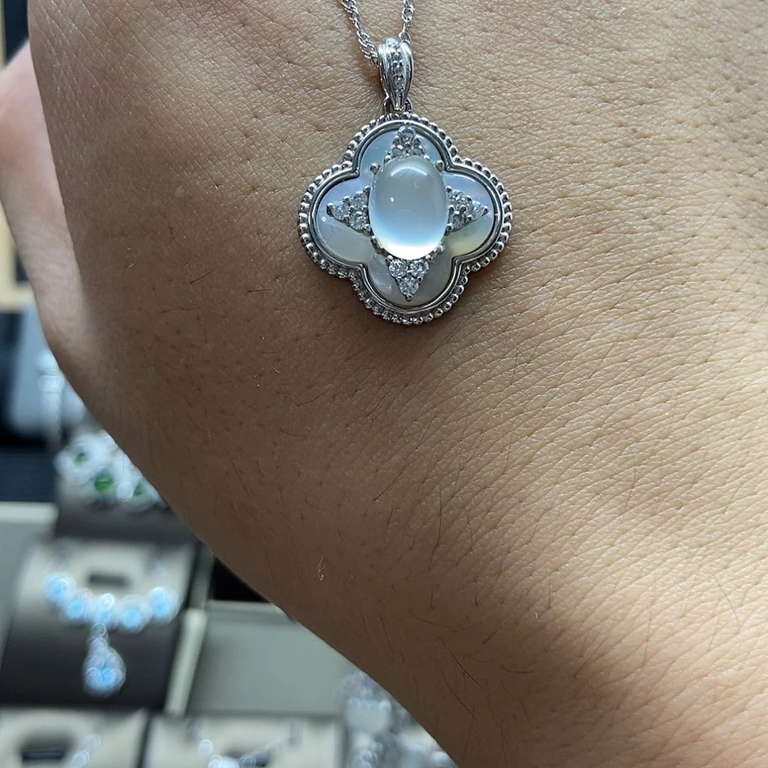 银S925镶嵌蛇纹石玉手链鹤*诗