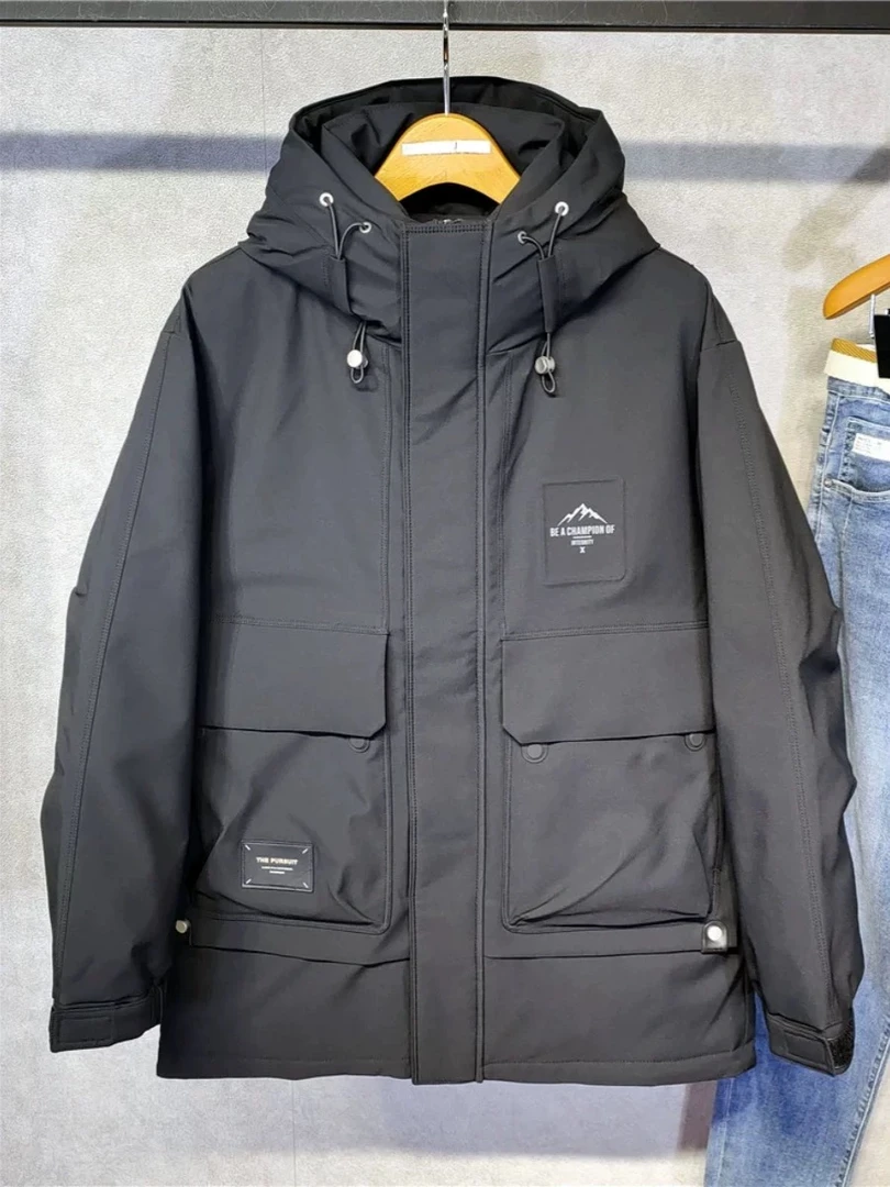 8657#冬季男士连帽御寒冲锋衣加厚保暖外套