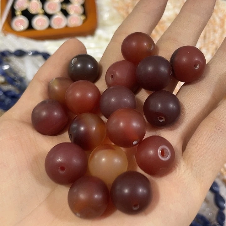 玛瑙/玉髓合金珠宝半成品10颗16mm老玛瑙圆珠