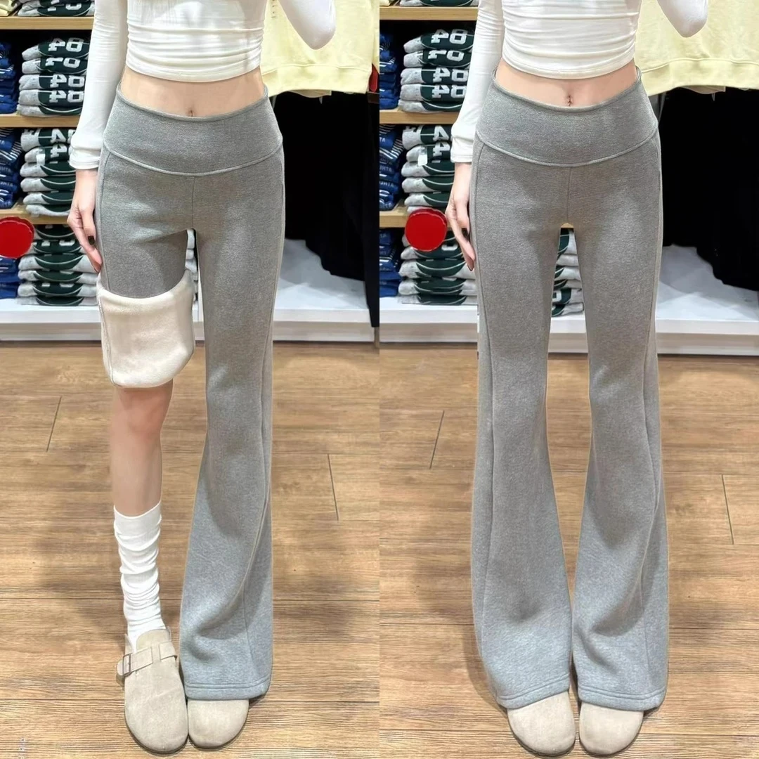运动喇叭裤女春秋季2025新款高腰修身显瘦休闲裤百搭拖地加绒裤子