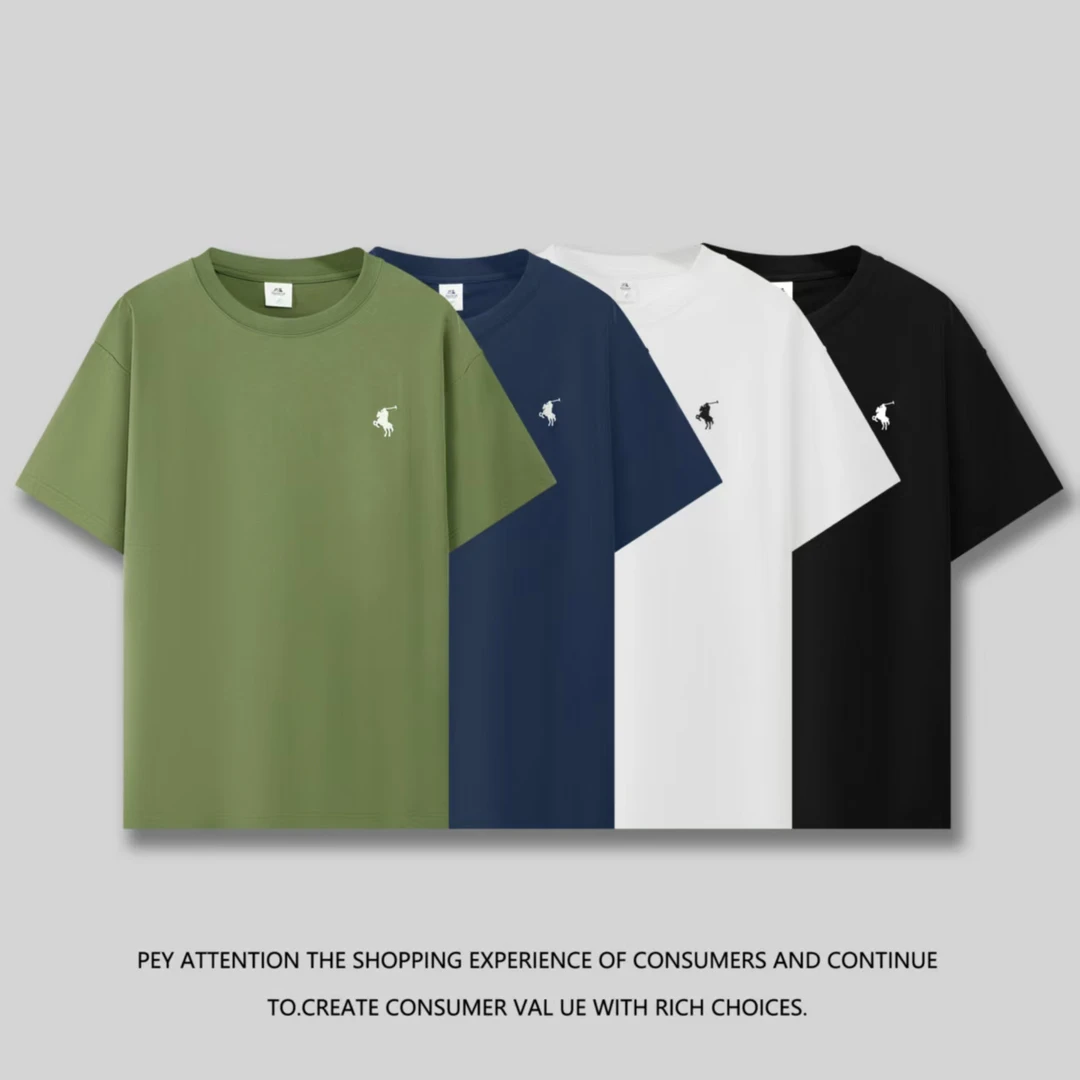 【广州优选】冰川棉抗皱百搭圆领休闲刺绣凉感抗菌短袖T恤