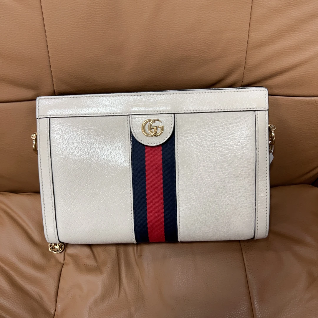 95新 GUCCI/古驰 古驰白色夹子斜挎包