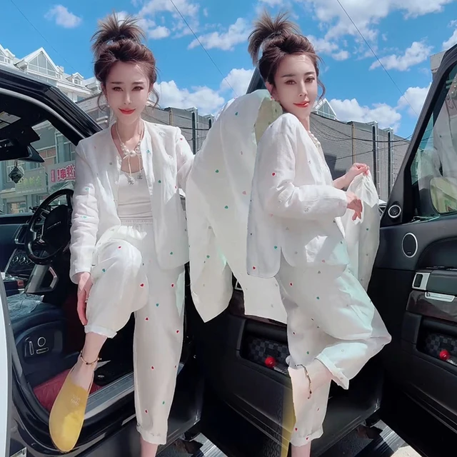 欧货2025夏爆款彩色爱心轻薄防晒服时尚套装女长袖防晒外套哈伦裤