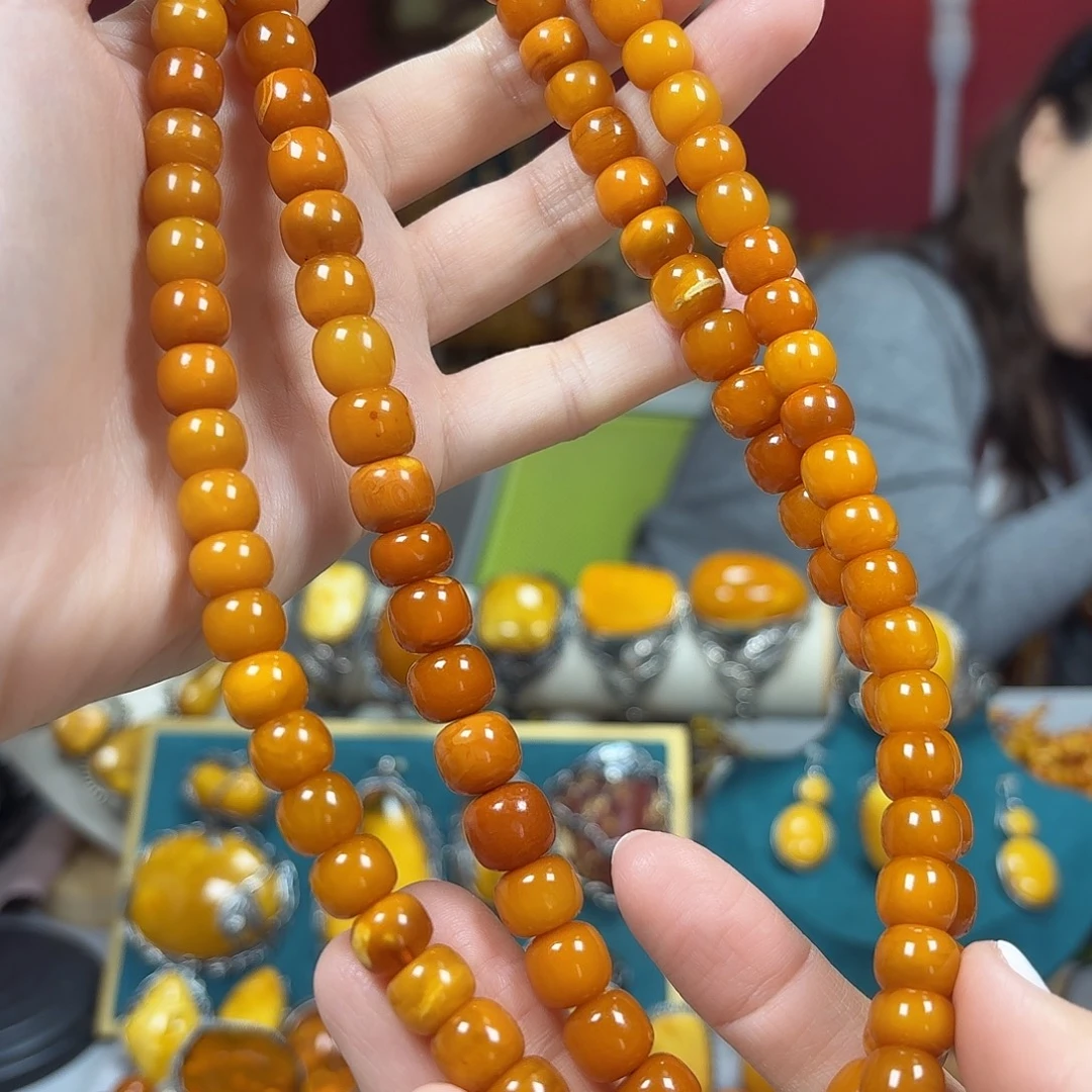 蜜蜡未镶嵌项链多圈