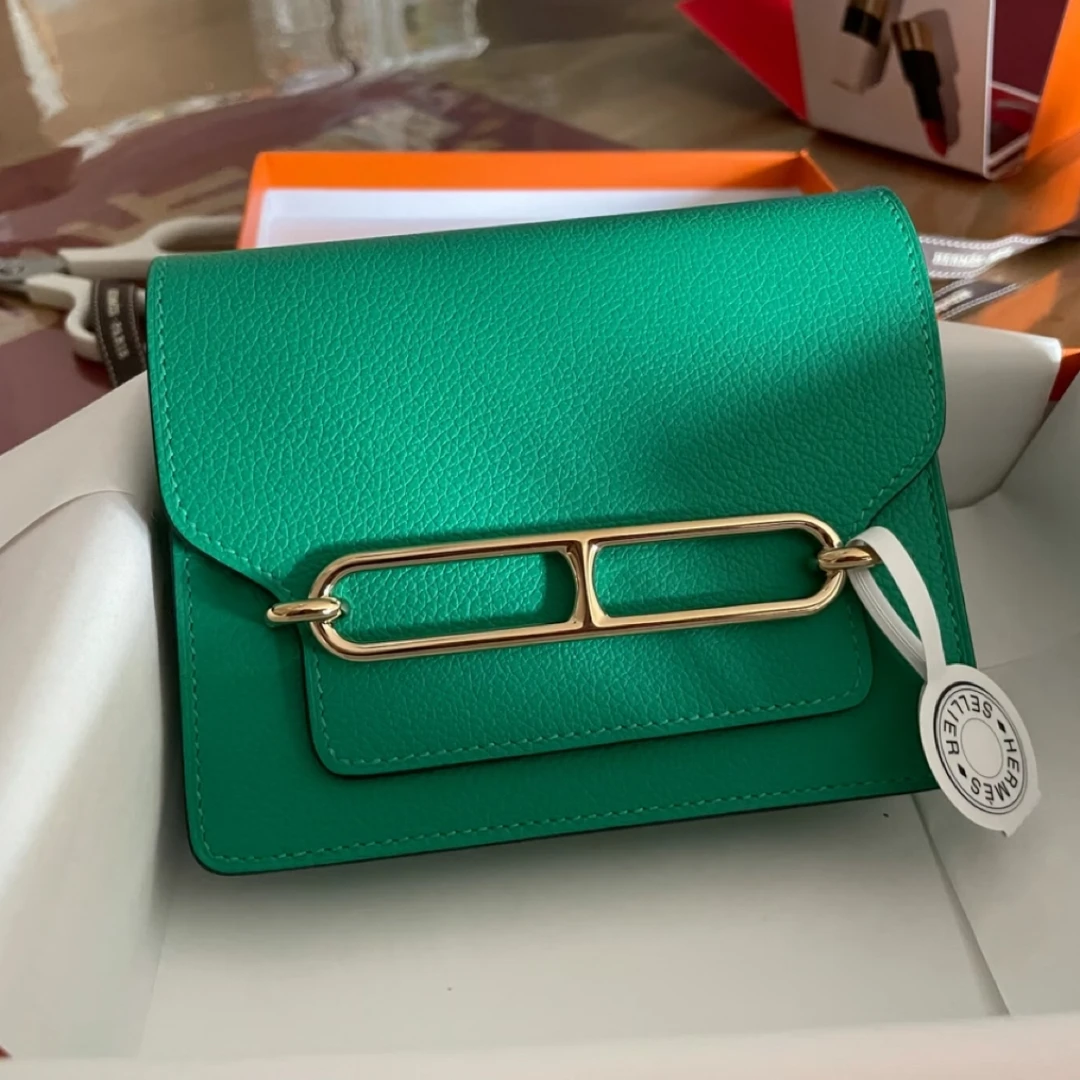 99新 Hermes/爱马仕 HZ爱马仕猪鼻子slim竹子绿钱包