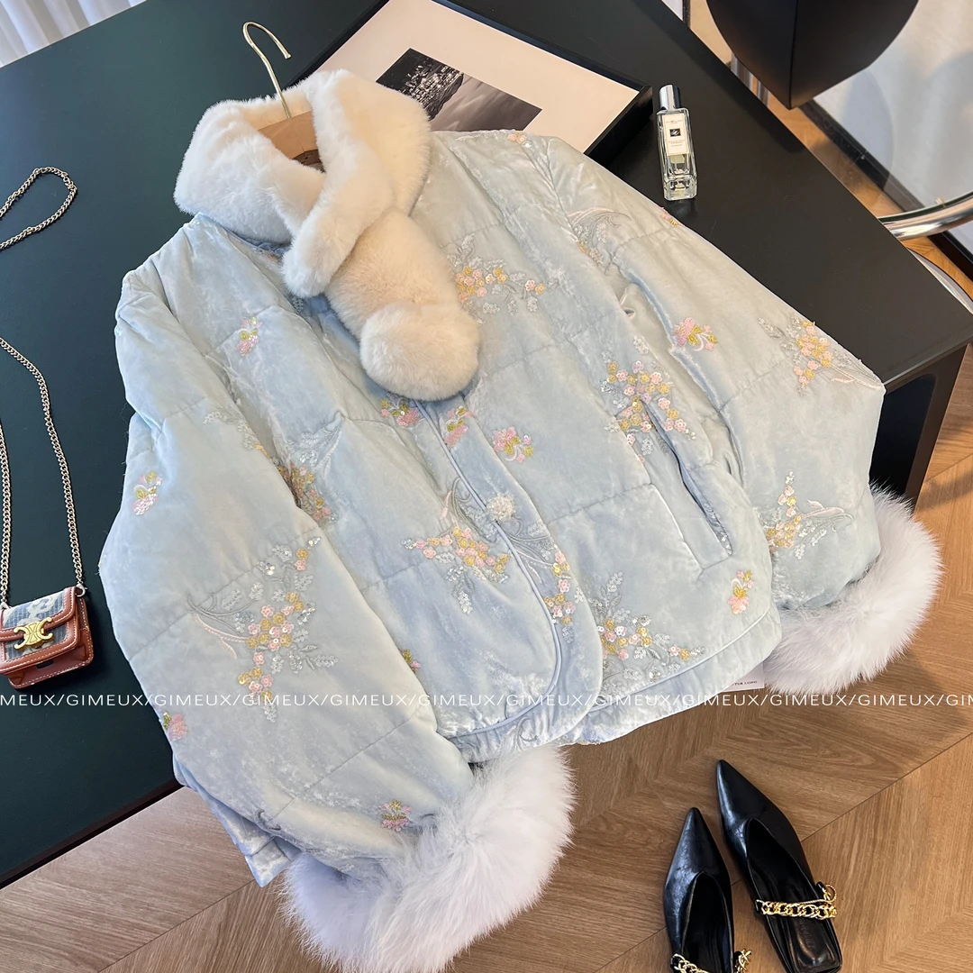中国风刺绣短外套女2025冬季加厚保暖优雅温柔气质高级感棉服潮