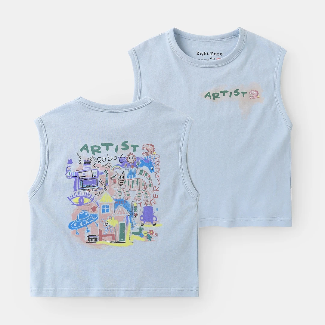 “清仓”爆款背心男童卡通T恤休闲儿童时尚套装洋气潮U16555