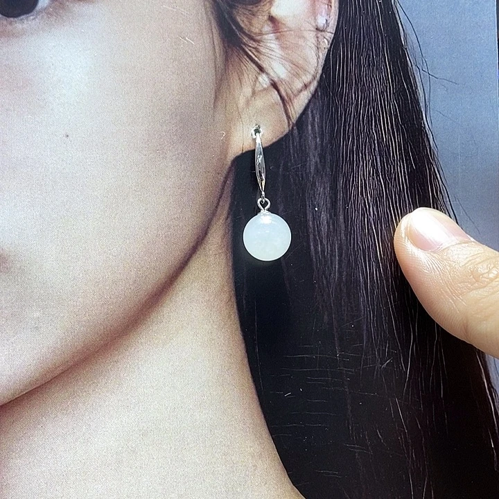 和田玉银S925镶嵌耳饰