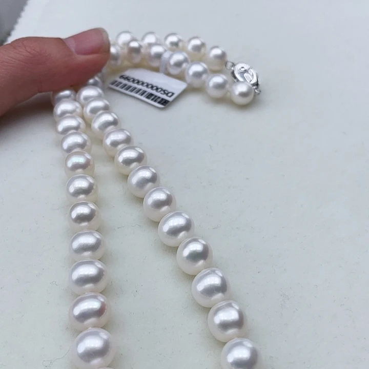 淡水珍珠颈饰银S925镶嵌卡9-10极光冷白高品