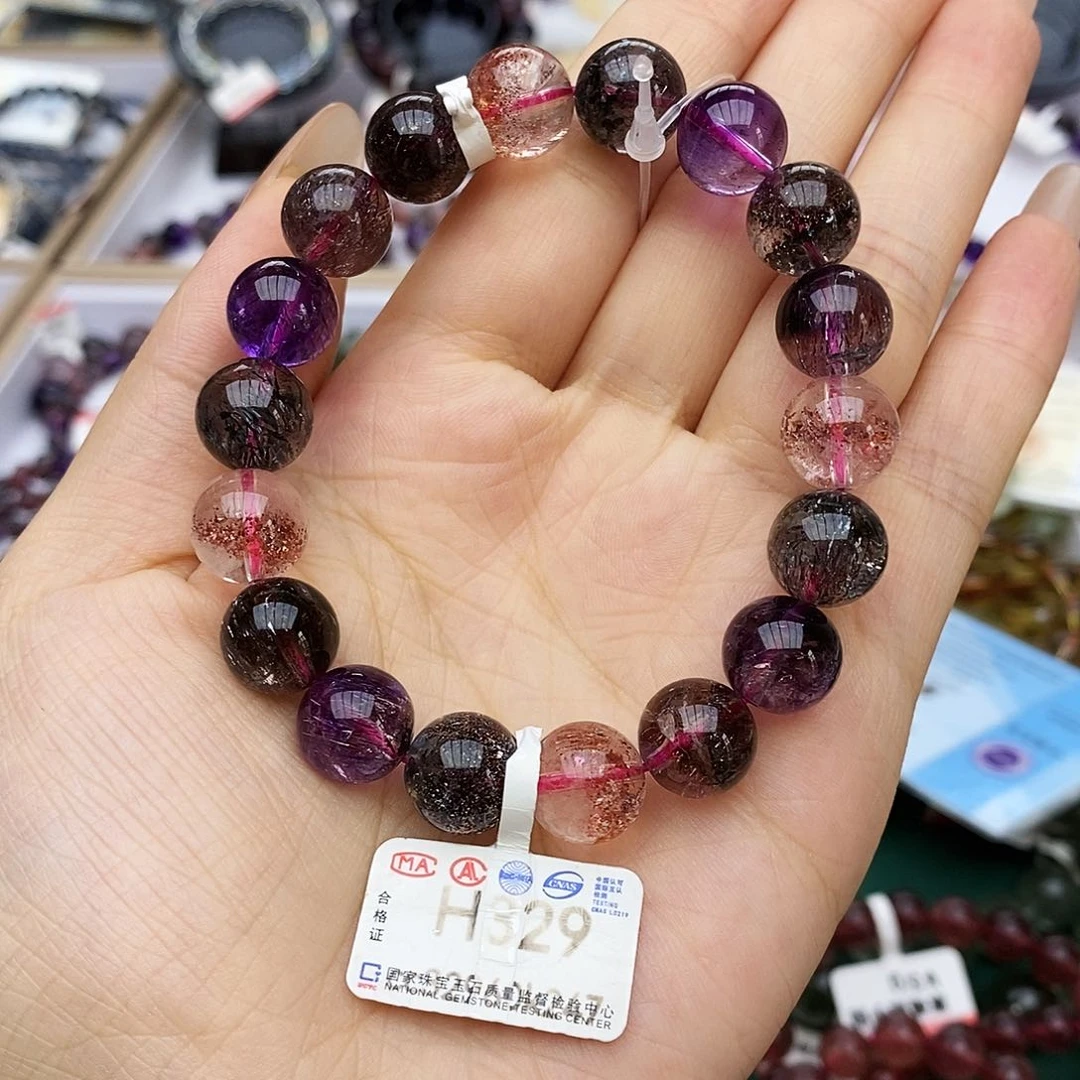 水晶手链未镶嵌H329 黑加仑 11m+