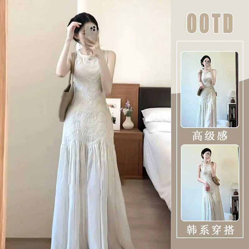 法式绝美气质超仙无袖连衣裙女装2025夏季新款海边度假初恋长裙子