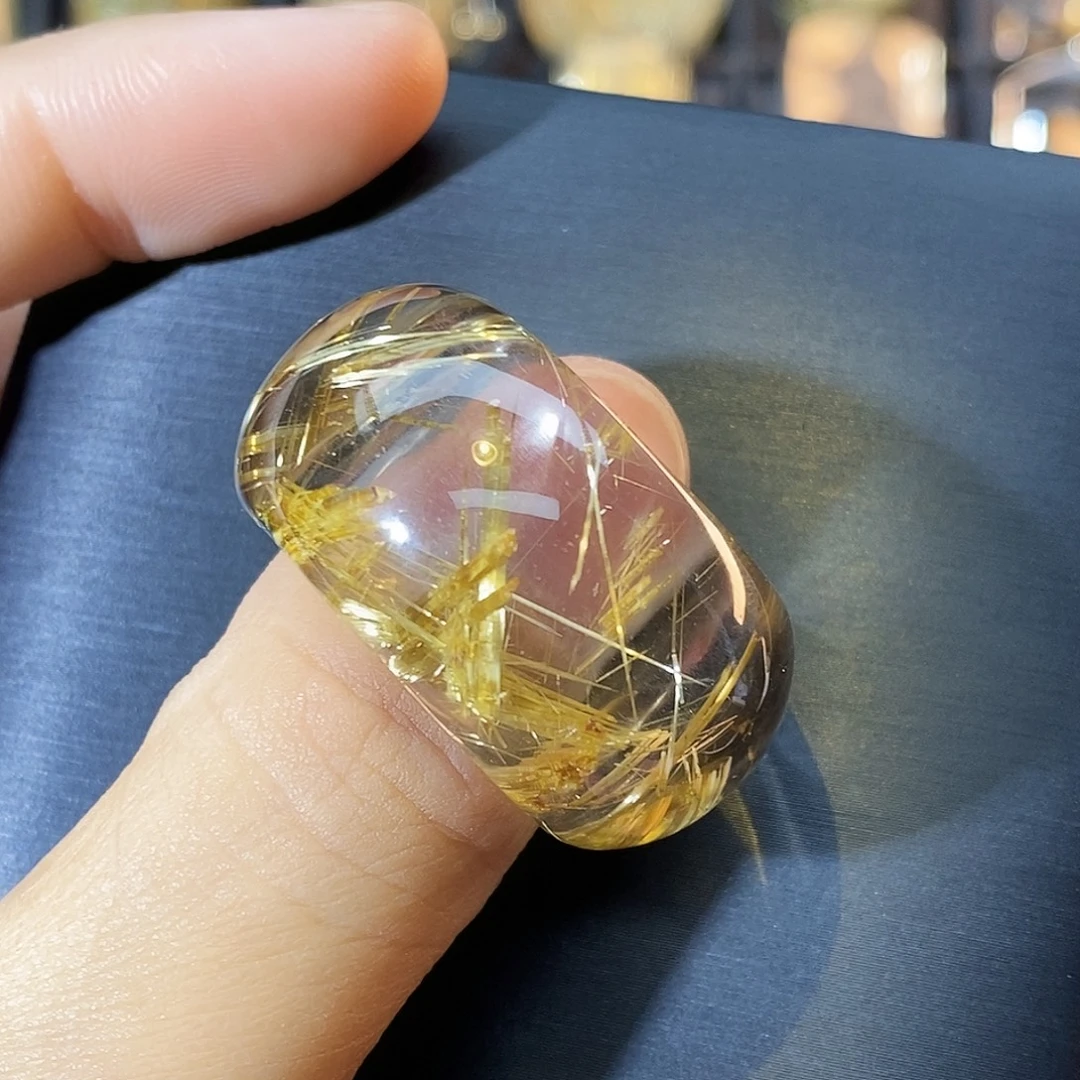 水晶未镶嵌颈饰天然钛晶扳指