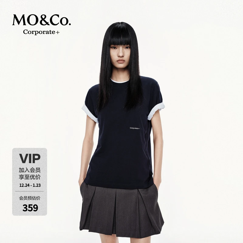 【C+系列】MOCO短袖T恤2025秋新品刺绣标识宽松圆领MBE3TEE004