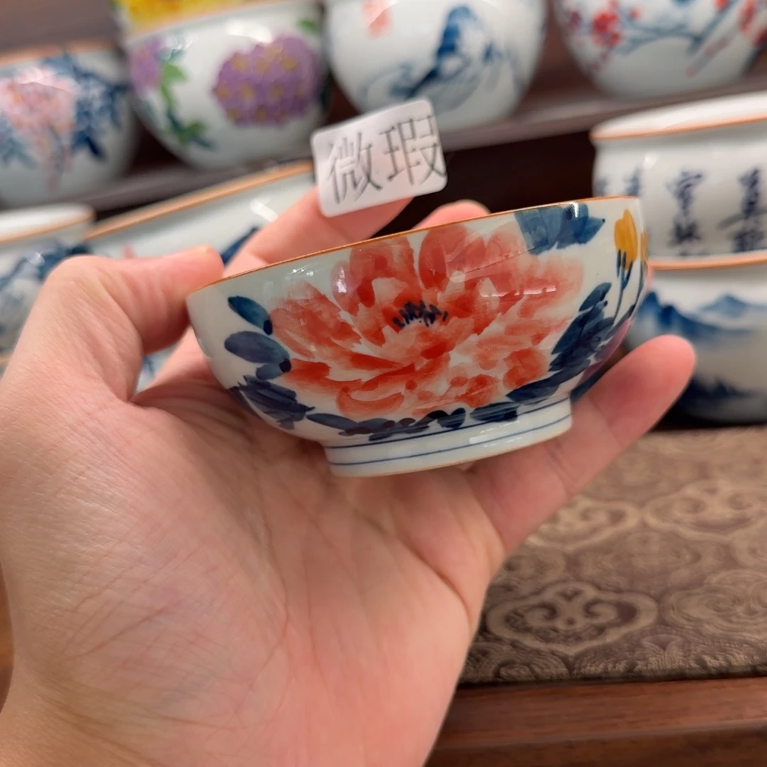 釉下手绘茶具微瑕