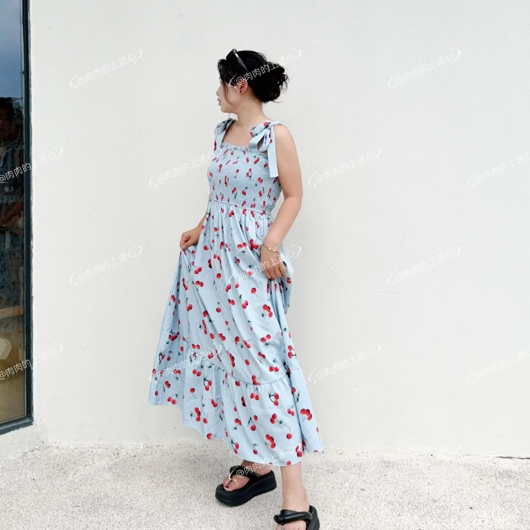 （自制款）吊带显瘦遮胯均码连衣裙夏季修身收腰长款