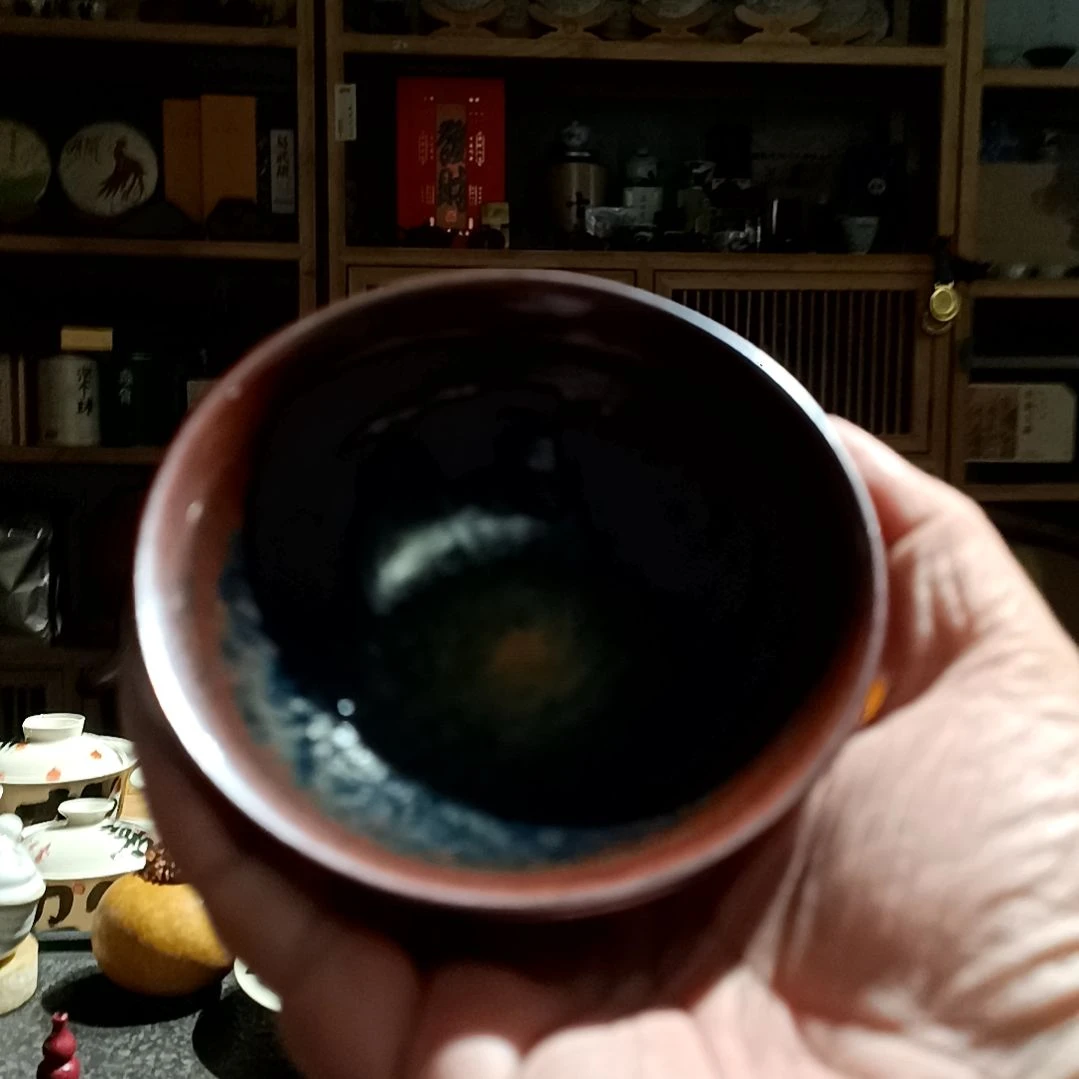 柴烧的三彩鹧鸪盏