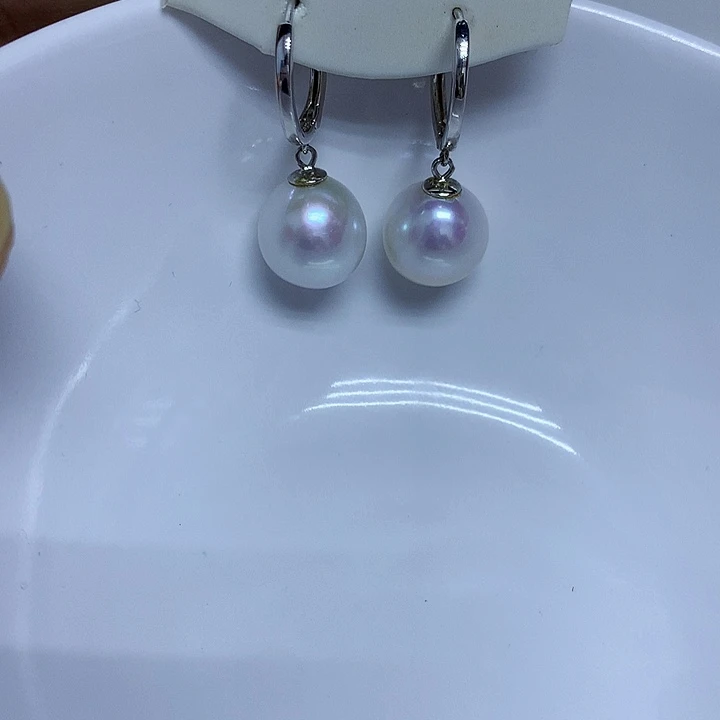 淡水珍珠银S925镶嵌耳饰11-12