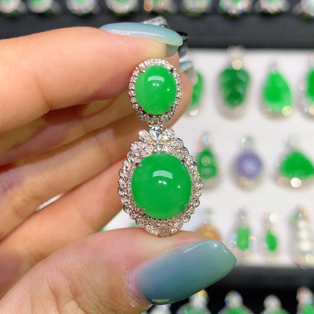 翡翠18K金镶嵌吊坠(不含链)