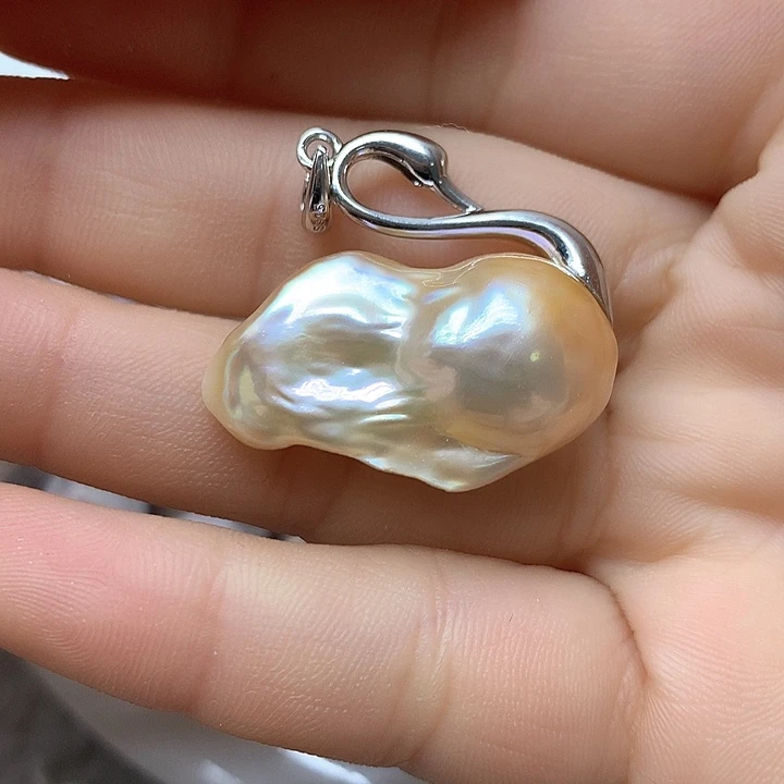 淡水珍珠耳饰银S925镶嵌
