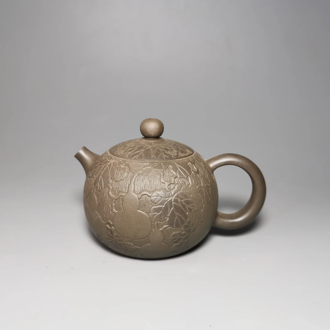 广西钦州坭兴陶茶壶茶具原矿陶土全手工制作茶壶福禄满堂壶250cc