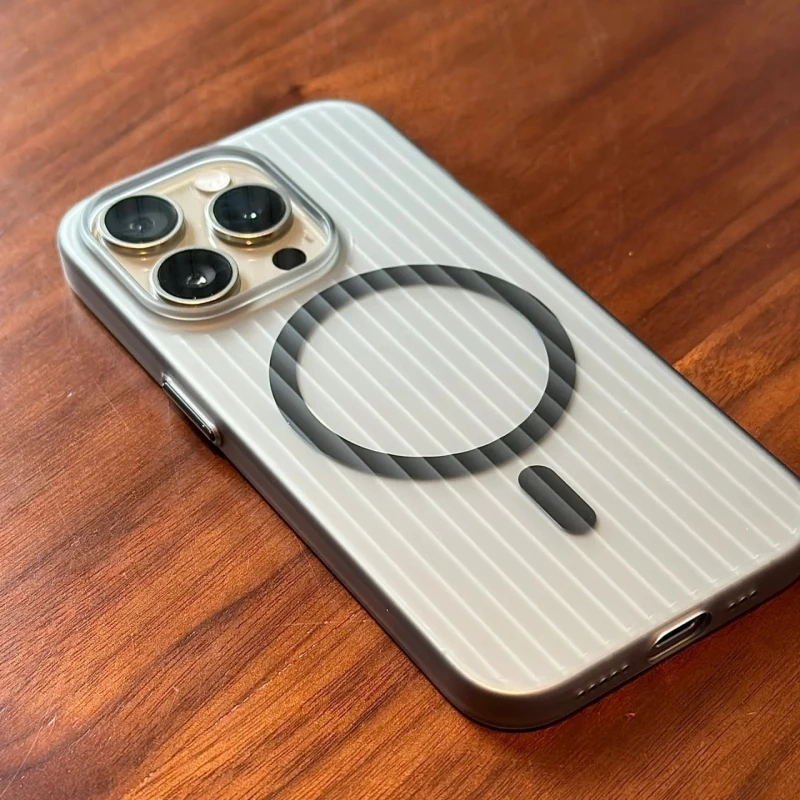 肤感瓦楞冰雾适用苹果15ProMax磨砂iphone16/14/13磁吸手机壳防摔