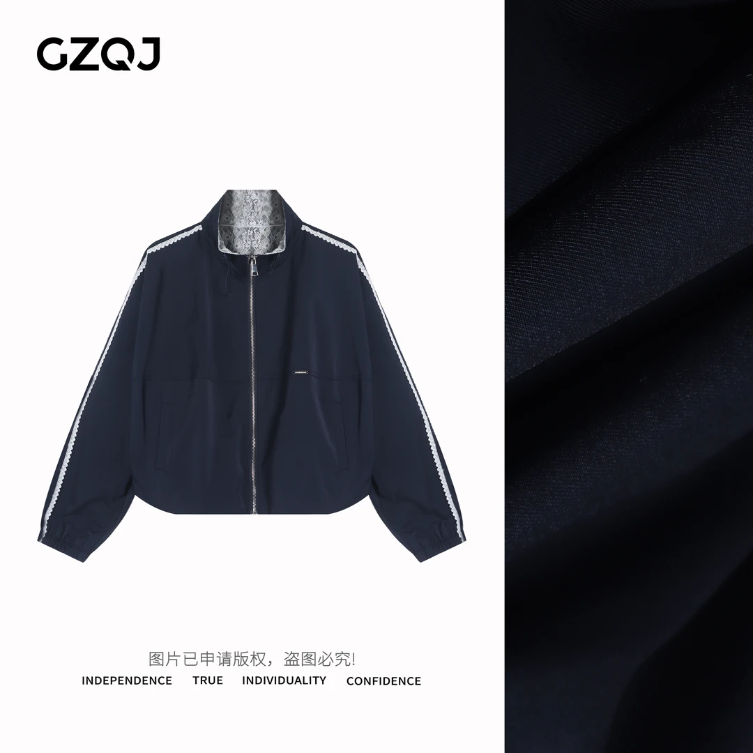 老琴私服【蓝畔花影】 设计感潮流蕾丝拼接春新款短款外套女 9509