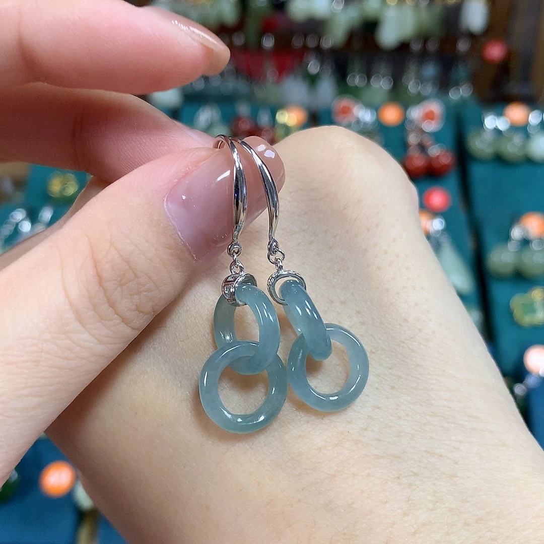 翡翠银S925镶嵌耳饰卡12左右