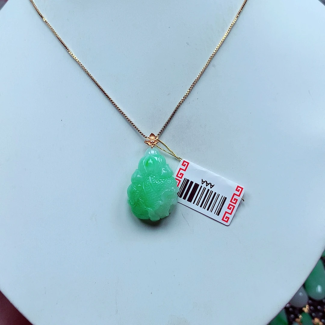 吊坠(不含链)18K金镶嵌翡翠