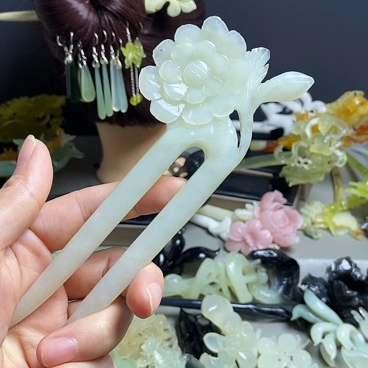岫玉未镶嵌发簪发簪