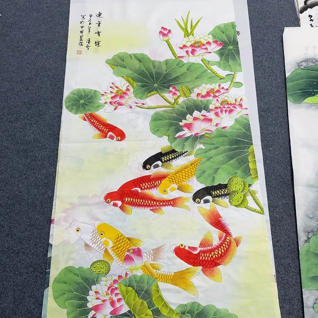 国画尺寸70X138手绘作品 