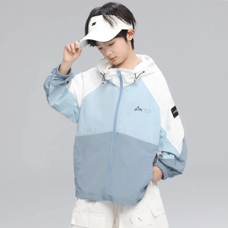 男童防晒衣夏装2025新款连帽户外儿童轻薄外套中大童速干空调服潮