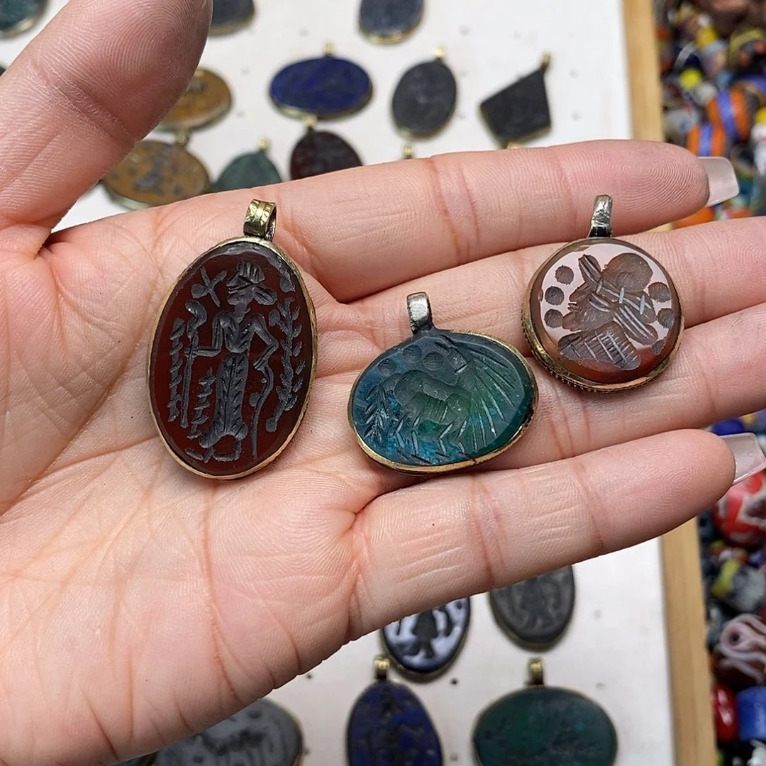 琉璃颈饰萨珊印章3个