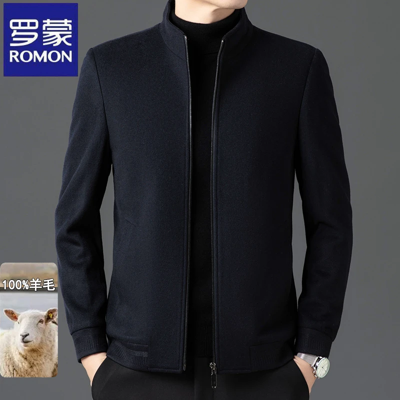 【100%羊毛】罗蒙轻奢加厚保暖立领夹克男士秋冬新款商务休闲外套厚