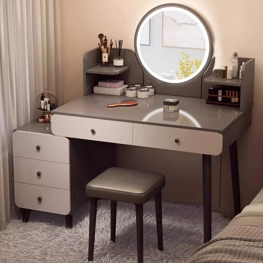 梳妆台床头柜一体化妆台卧室现代简约梳妆桌奶油风小户型化妆桌子