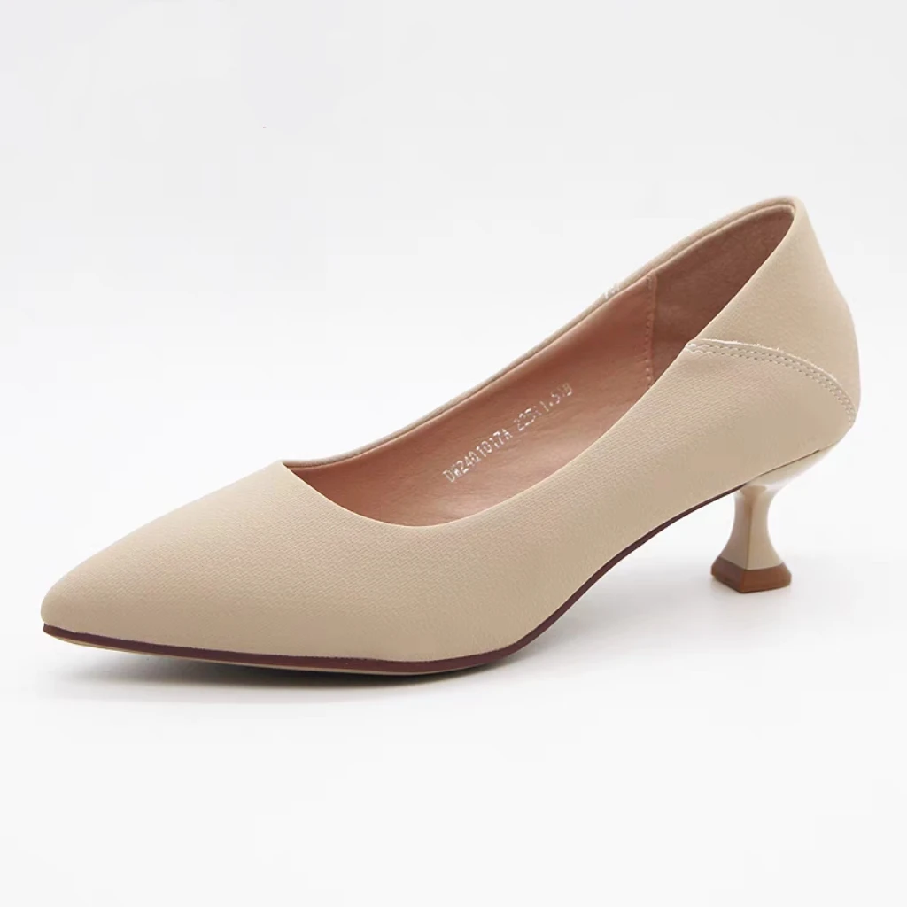 通勤鞋女鞋2025春秋新款时尚休闲套脚中跟细跟浅口单鞋1017